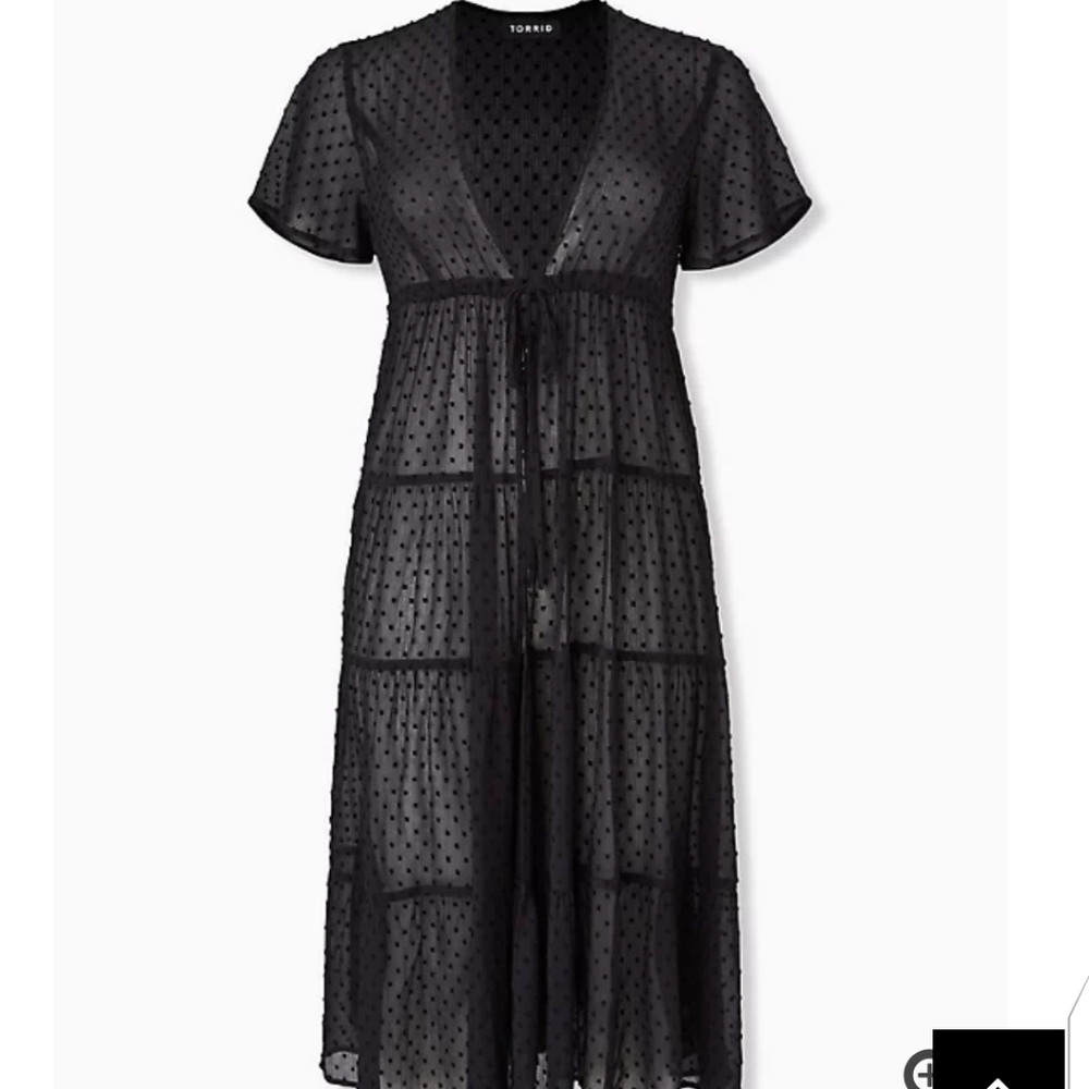 🆕BLACK SWISS DOT TIERED KAFTAN